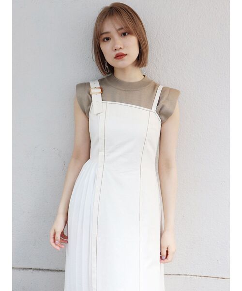 MURUA(ムルーア)の「スイッチジャンパースカート(ワンピース・レディース・ベージュ/インディゴブルー/アイボリー・1/2)」の8枚目の写真