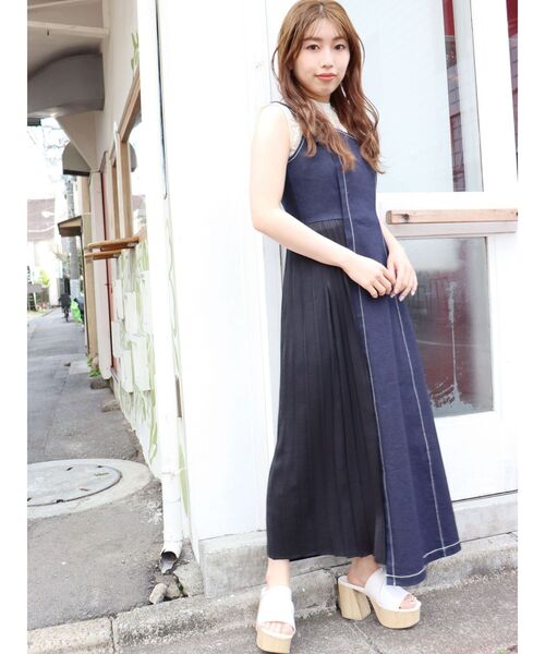 MURUA(ムルーア)の「スイッチジャンパースカート(ワンピース・レディース・ベージュ/インディゴブルー/アイボリー・1/2)」の12枚目の写真