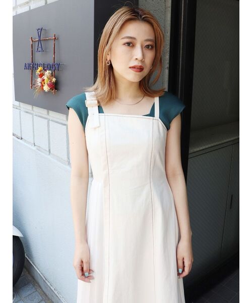 MURUA(ムルーア)の「スイッチジャンパースカート(ワンピース・レディース・ベージュ/インディゴブルー/アイボリー・1/2)」の11枚目の写真