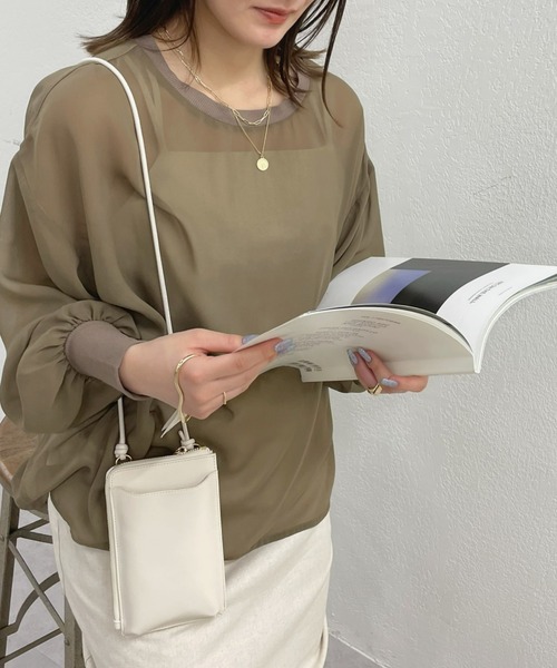 COLONY 2139（コロニートゥーワンスリーナイン）の「長袖シアートップス&キャミセット（Tシャツ/カットソー・レディース・ブラック/グリーン/オレンジ/アイボリー/モカ・FREE）」の3枚目の写真