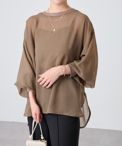 COLONY 2139（コロニートゥーワンスリーナイン）の「長袖シアートップス&キャミセット（Tシャツ/カットソー・レディース・ブラック/グリーン/オレンジ/アイボリー/モカ・FREE）」の8枚目の写真