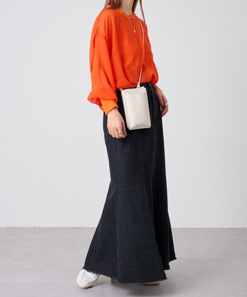 COLONY 2139（コロニートゥーワンスリーナイン）の「長袖シアートップス&キャミセット（Tシャツ/カットソー・レディース・ブラック/グリーン/オレンジ/アイボリー/モカ・FREE）」の11枚目の写真