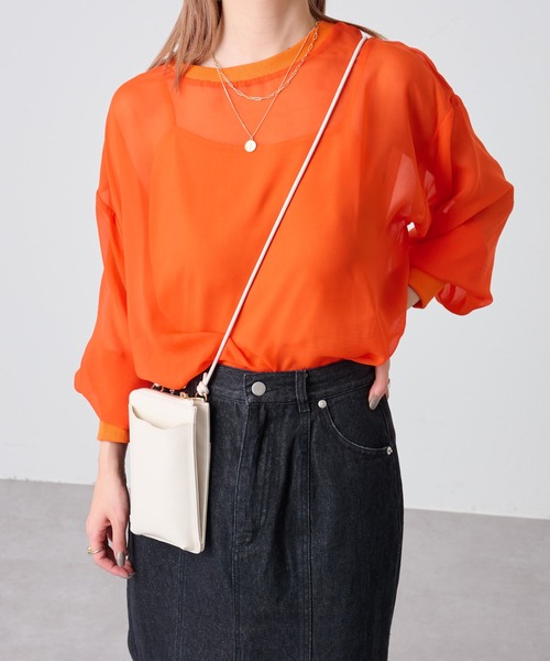 COLONY 2139（コロニートゥーワンスリーナイン）の「長袖シアートップス&キャミセット（Tシャツ/カットソー・レディース・ブラック/グリーン/オレンジ/アイボリー/モカ・FREE）」の20枚目の写真