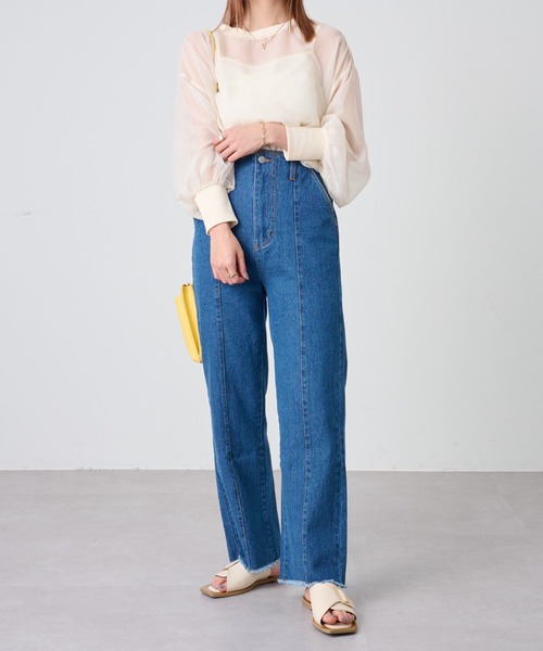 COLONY 2139（コロニートゥーワンスリーナイン）の「長袖シアートップス&キャミセット（Tシャツ/カットソー・レディース・ブラック/グリーン/オレンジ/アイボリー/モカ・FREE）」の19枚目の写真