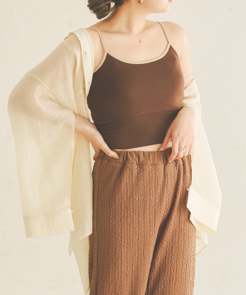 Ambre Neige（アンブルネージュ）の「カップ付きキャミインナー／【WEB/EC限定商品】（キャミソール・レディース・ダークブラウン/ベージュ・FREE）」の14枚目の写真