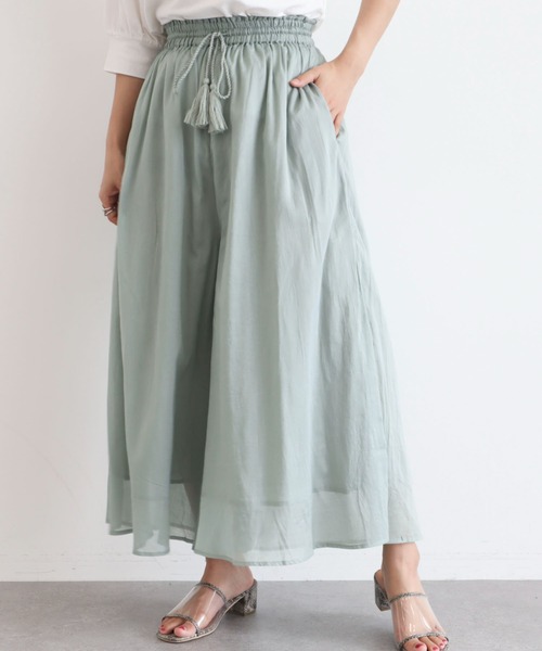 Green　Parks（グリーンパークス）の「インド綿 スカート見えボリュームパンツ（その他パンツ・レディース・チャコールグレー/ミント/グレイッシュベージュ・FREE）」の3枚目の写真