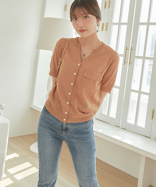 CHAN ME(チャンミ)の「フラップポケットサマーカーディガン(ニット/セーター・レディース・ベージュ/ミント/キャメル・FREE)」の16枚目の写真