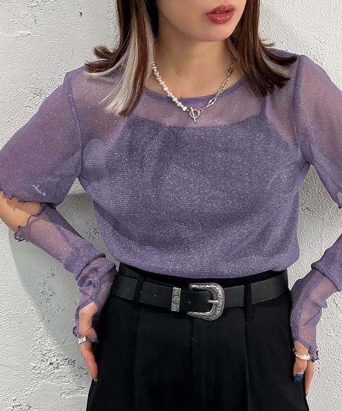 apres jour mignon(アプレジュールミニョン)の「トップスアームウォーマーセット【ZOZOTOWN限定アイテム】(Tシャツ/カットソー・レディース・ブルー/パープル/ブラック/オフホワイト/ミント・フリー/X-LARGE)」の5枚目の写真