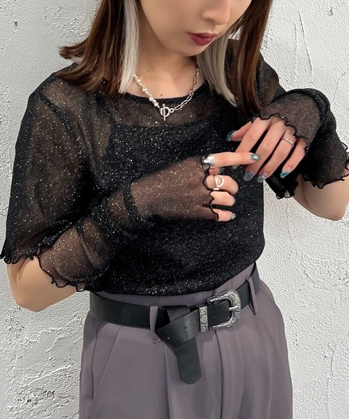 apres jour mignon(アプレジュールミニョン)の「トップスアームウォーマーセット【ZOZOTOWN限定アイテム】(Tシャツ/カットソー・レディース・ブルー/パープル/ブラック/オフホワイト/ミント・フリー/X-LARGE)」の2枚目の写真