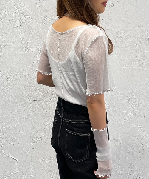 apres jour mignon(アプレジュールミニョン)の「トップスアームウォーマーセット【ZOZOTOWN限定アイテム】(Tシャツ/カットソー・レディース・ブルー/パープル/ブラック/オフホワイト/ミント・フリー/X-LARGE)」の6枚目の写真