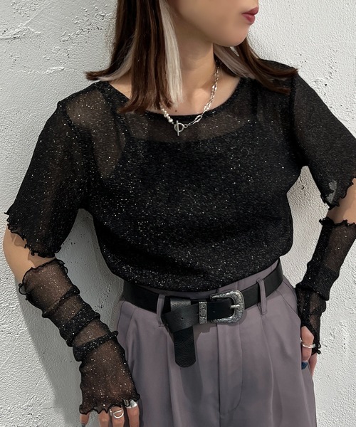 apres jour mignon(アプレジュールミニョン)の「トップスアームウォーマーセット【ZOZOTOWN限定アイテム】(Tシャツ/カットソー・レディース・ブルー/パープル/ブラック/オフホワイト/ミント・フリー/X-LARGE)」の18枚目の写真