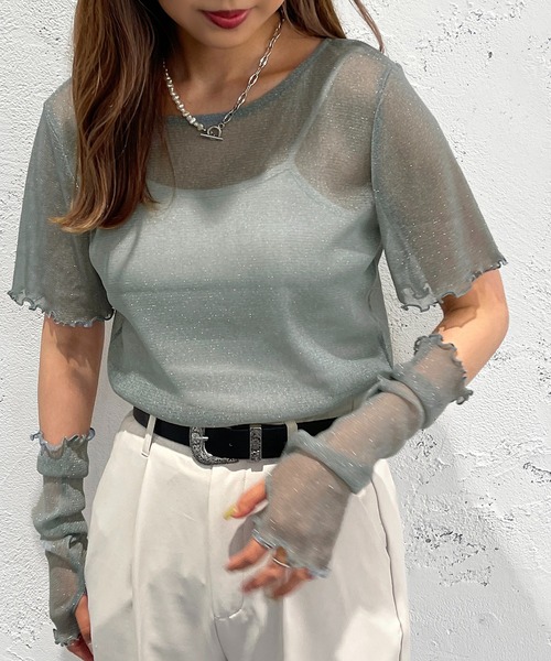 apres jour mignon(アプレジュールミニョン)の「トップスアームウォーマーセット【ZOZOTOWN限定アイテム】(Tシャツ/カットソー・レディース・ブルー/パープル/ブラック/オフホワイト/ミント・フリー/X-LARGE)」の15枚目の写真