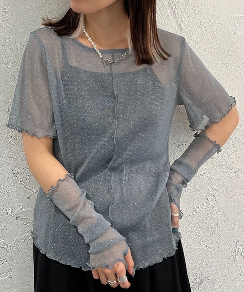 apres jour mignon(アプレジュールミニョン)の「トップスアームウォーマーセット【ZOZOTOWN限定アイテム】(Tシャツ/カットソー・レディース・ブルー/パープル/ブラック/オフホワイト/ミント・フリー/X-LARGE)」の12枚目の写真