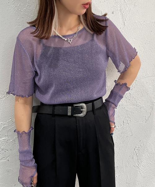 apres jour mignon(アプレジュールミニョン)の「トップスアームウォーマーセット【ZOZOTOWN限定アイテム】(Tシャツ/カットソー・レディース・ブルー/パープル/ブラック/オフホワイト/ミント・フリー/X-LARGE)」の9枚目の写真