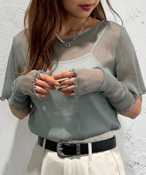 apres jour mignon(アプレジュールミニョン)の「トップスアームウォーマーセット【ZOZOTOWN限定アイテム】(Tシャツ/カットソー・レディース・ブルー/パープル/ブラック/オフホワイト/ミント・フリー/X-LARGE)」の22枚目の写真