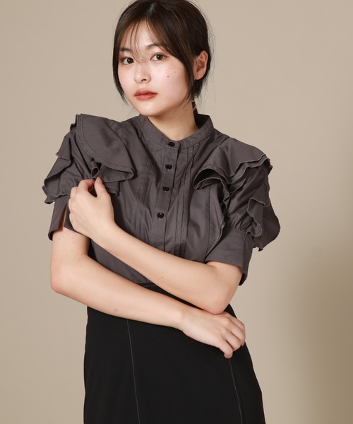 Cheek（チーク）の「ピンタックフリルブラウス（シャツ/ブラウス・レディース・チャコールグレー/グレー/ラベンダー・MEDIUM）」の15枚目の写真