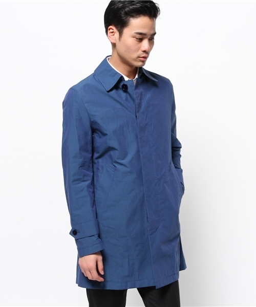 417 EDIFICE(フォーワンセブンエディフィス)の「◇CL ポプリンステンコート(ステンカラーコート・メンズ・ネイビー/ブルー・SMALL/LARGE/MEDIUM)」の1枚目の写真