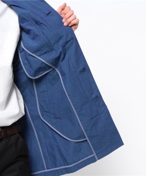 417 EDIFICE(フォーワンセブンエディフィス)の「◇CL ポプリンステンコート(ステンカラーコート・メンズ・ネイビー/ブルー・SMALL/LARGE/MEDIUM)」の14枚目の写真