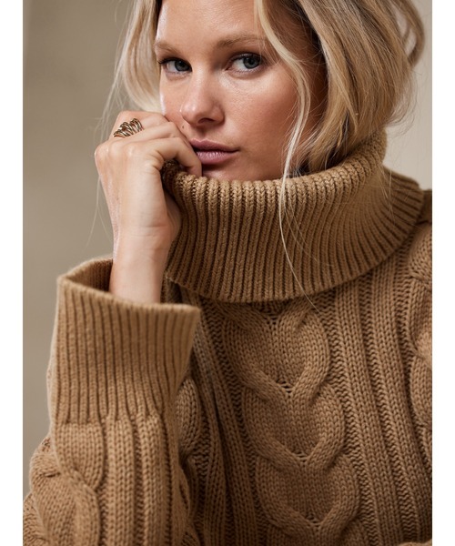 BANANA REPUBLIC FACTORY STORE(バナナリパブリック ファクトリーストア)の「BANANA REPUBLIC FACTORY STORE ケーブルセーター(ニット/セーター・レディース・ホワイト/キャメル/ブラック・XS/S/M/L)」の3枚目の写真