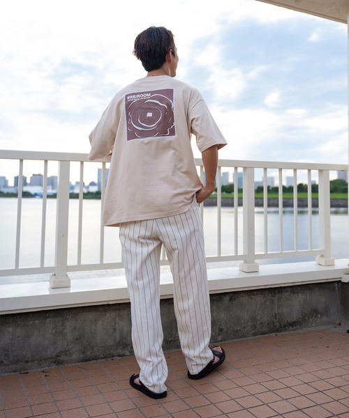 Re:room（リルーム）の「リネンピンストライプリラックスワイドパンツ
