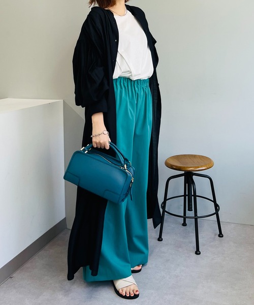 un dix cors（アンディコール）の「後ろ姿も可愛い　バックギャザーボリュームシャツワンピース（ワンピース・レディース・ブラック/ブラウン/グリーン・FREE）」の11枚目の写真