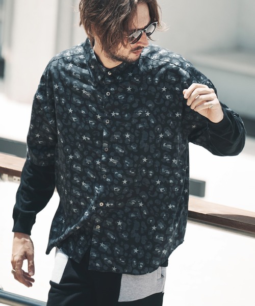 qwerty（クワーティ）の「mhs1860-BlackCamo Leopard Shirts シャツ（シャツ/ブラウス・メンズ・グレー/ブラック・FREE）」の6枚目の写真