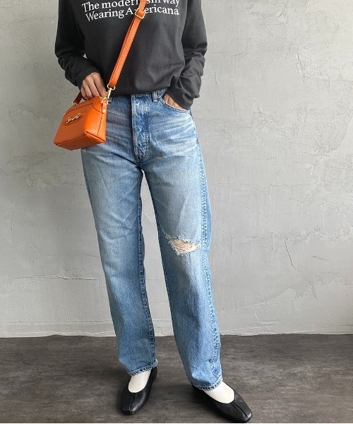 「THE SHINZONE」 ダメージ加工デニムパンツ 32 ブルー レディース