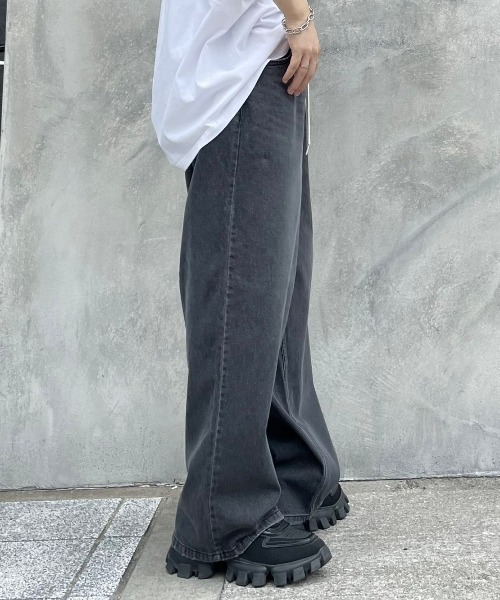 Chikashitsu +（チカシツプラス）の「【Chikashitsu +/チカシツプラス】rope wide denim pants/ロープ ワイドデニムパンツ デニム ジーンズ オーバーサイズ 紐（デニムパンツ・メンズ・ライトブルー/ブラック/ダークブルー・ONE SIZE）」の14枚目の写真