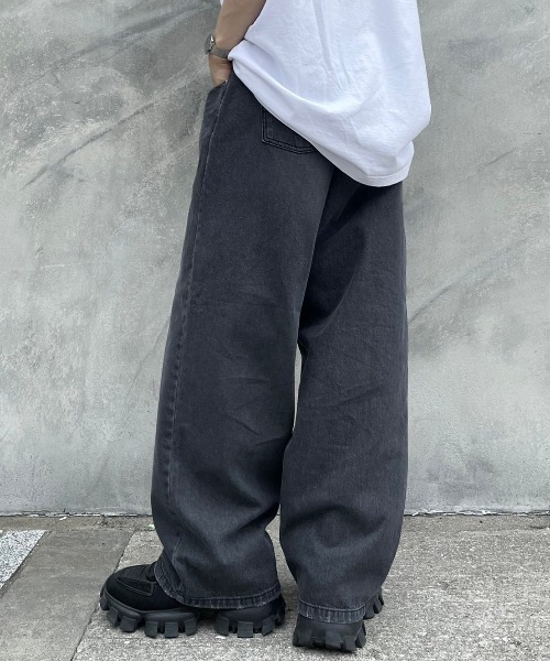 Chikashitsu +（チカシツプラス）の「【Chikashitsu +/チカシツプラス】rope wide denim pants/ロープ ワイドデニムパンツ デニム ジーンズ オーバーサイズ 紐（デニムパンツ・メンズ・ライトブルー/ブラック/ダークブルー・ONE SIZE）」の15枚目の写真