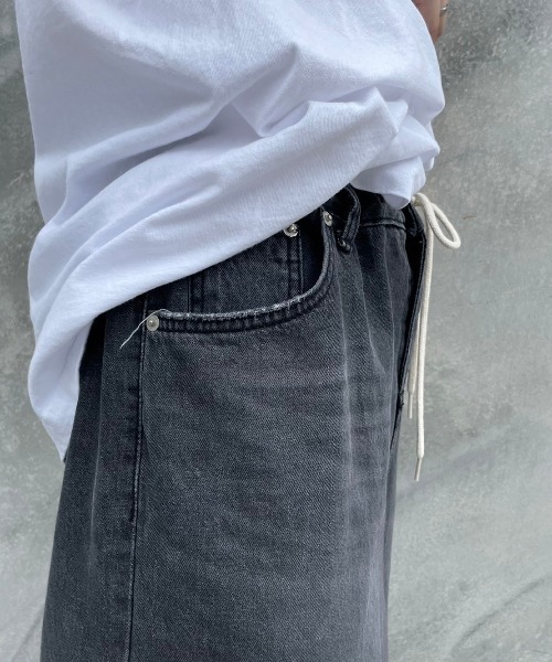 Chikashitsu +（チカシツプラス）の「【Chikashitsu +/チカシツプラス】rope wide denim pants/ロープ ワイドデニムパンツ デニム ジーンズ オーバーサイズ 紐（デニムパンツ・メンズ・ライトブルー/ブラック/ダークブルー・ONE SIZE）」の17枚目の写真