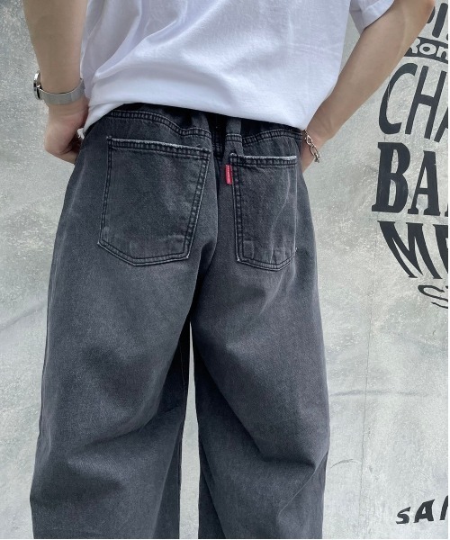 Chikashitsu +（チカシツプラス）の「【Chikashitsu +/チカシツプラス】rope wide denim pants/ロープ ワイドデニムパンツ デニム ジーンズ オーバーサイズ 紐（デニムパンツ・メンズ・ライトブルー/ブラック/ダークブルー・ONE SIZE）」の18枚目の写真