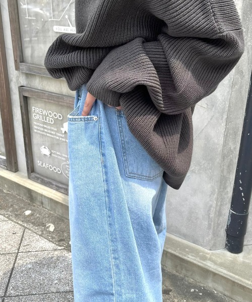 Chikashitsu +（チカシツプラス）の「【Chikashitsu +/チカシツプラス】rope wide denim pants/ロープ ワイドデニムパンツ デニム ジーンズ オーバーサイズ 紐（デニムパンツ・メンズ・ライトブルー/ブラック/ダークブルー・ONE SIZE）」の5枚目の写真