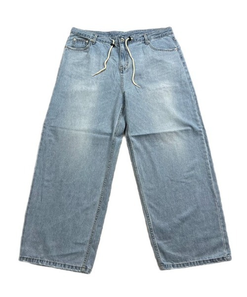 Chikashitsu +（チカシツプラス）の「【Chikashitsu +/チカシツプラス】rope wide denim pants/ロープ ワイドデニムパンツ デニム ジーンズ オーバーサイズ 紐（デニムパンツ・メンズ・ライトブルー/ブラック/ダークブルー・ONE SIZE）」の8枚目の写真