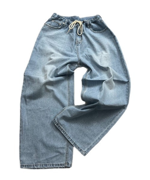 Chikashitsu +（チカシツプラス）の「【Chikashitsu +/チカシツプラス】rope wide denim pants/ロープ ワイドデニムパンツ デニム ジーンズ オーバーサイズ 紐（デニムパンツ・メンズ・ライトブルー/ブラック/ダークブルー・ONE SIZE）」の10枚目の写真