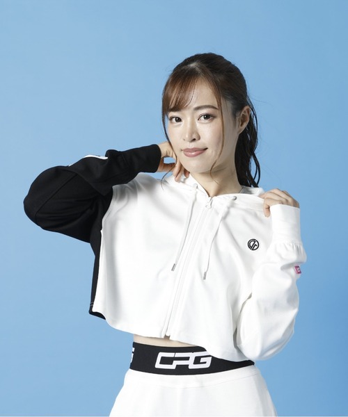 CPG GOLF（シーピージーゴルフ）の「Cropped jacket（クロップドジャケット）｜WOMEN（パーカー・レディース・ホワイト/ブラック/ベージュ・1/2/4/3/LARGE）」の2枚目の写真