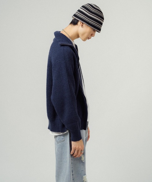 Ressaca（レサーカ）の「オーバーサイズ 畔編みバルキー フルジップ