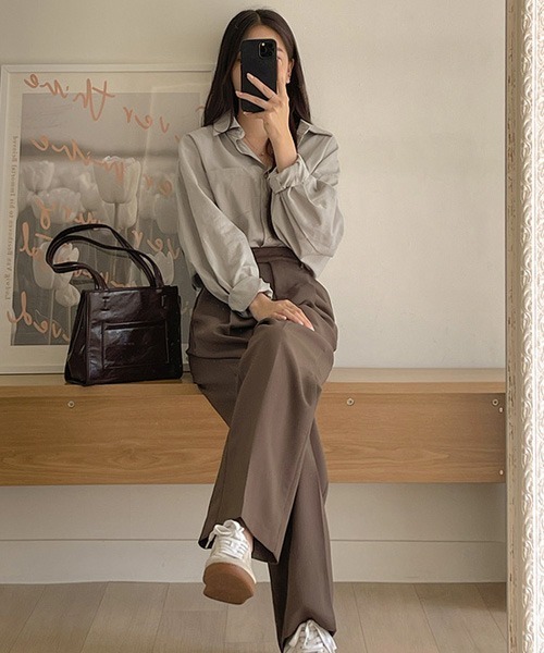 SONA（ソナ）の「SONYUNARA ピンタックワイドスラックス（スラックス・レディース・ブラウン・SMALL/MEDIUM）」の9枚目の写真