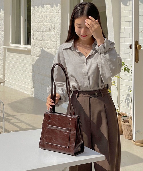 SONA（ソナ）の「SONYUNARA ピンタックワイドスラックス（スラックス・レディース・ブラウン・SMALL/MEDIUM）」の4枚目の写真