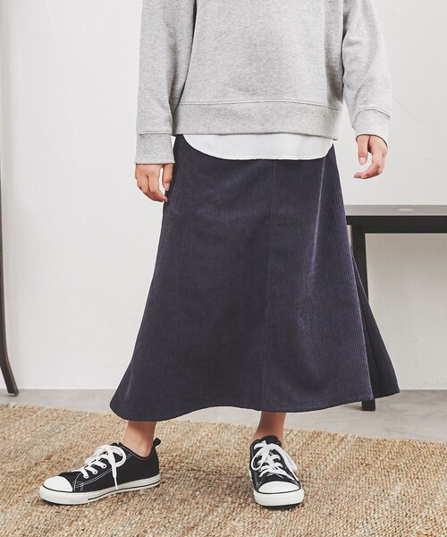 coen(コーエン)の「コーデュロイマーメイドロングスカート(スカート・キッズ・ネイビー/ライトピンク・130/110/150)」の1枚目の写真