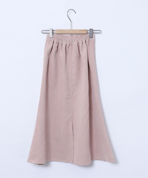 みなとのてんらんかい　コーデュロイサーモンピンク ロングスカート ナイロンタフタフレアミディスカート（サーモンピンク）【イージーケア