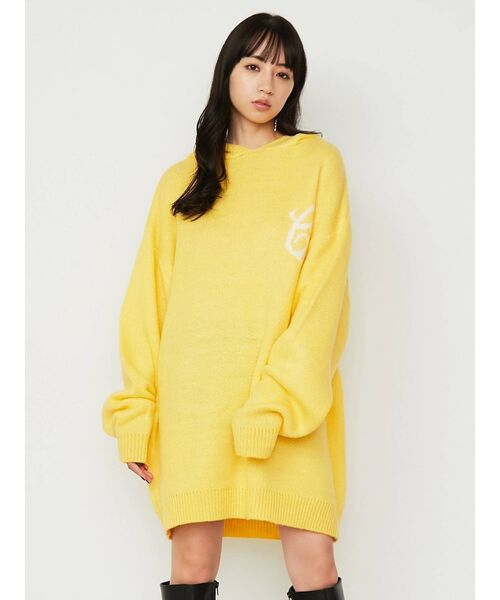 CALNAMUR（カルナムール）の「ジャガードフーディーニット（ニット/セーター・レディース・ブラック/ブラウン/イエロー・FREE）」の3枚目の写真