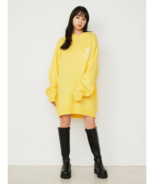 CALNAMUR（カルナムール）の「ジャガードフーディーニット（ニット/セーター・レディース・ブラック/ブラウン/イエロー・FREE）」の6枚目の写真