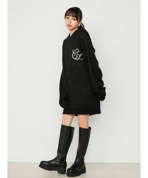 CALNAMUR（カルナムール）の「ジャガードフーディーニット（ニット/セーター・レディース・ブラック/ブラウン/イエロー・FREE）」の9枚目の写真