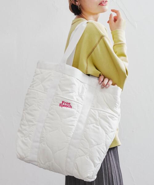 coen(コーエン)の「FreeSpeech(フリースピーチ)2WAYキルトビッグトートバッグ(トートバッグ・レディース・オフホワイト/ライトグレー・FREE)」の2枚目の写真