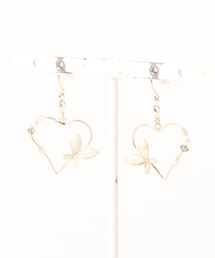 国内18金メッキハート蝶ビジューフックピアス[ACCACC]