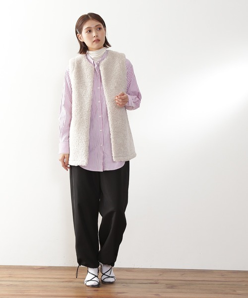 N.(N. Natural Beauty Basic)(エヌエヌナチュラルビューティーベーシック)の「◆パラシュートパンツ(スウェットパンツ・レディース・ブラック/オフホワイト/ピンク・MEDIUM)」の8枚目の写真