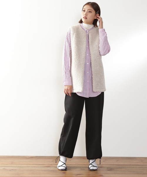 N.(N. Natural Beauty Basic)(エヌエヌナチュラルビューティーベーシック)の「◆パラシュートパンツ(スウェットパンツ・レディース・ブラック/オフホワイト/ピンク・MEDIUM)」の9枚目の写真