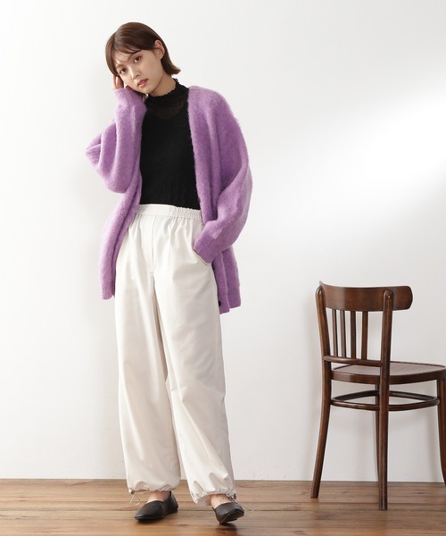 N.(N. Natural Beauty Basic)(エヌエヌナチュラルビューティーベーシック)の「◆パラシュートパンツ(スウェットパンツ・レディース・ブラック/オフホワイト/ピンク・MEDIUM)」の6枚目の写真