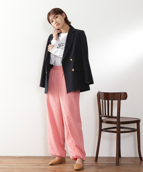 N.(N. Natural Beauty Basic)(エヌエヌナチュラルビューティーベーシック)の「◆パラシュートパンツ(スウェットパンツ・レディース・ブラック/オフホワイト/ピンク・MEDIUM)」の11枚目の写真