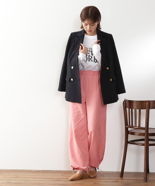 N.(N. Natural Beauty Basic)(エヌエヌナチュラルビューティーベーシック)の「◆パラシュートパンツ(スウェットパンツ・レディース・ブラック/オフホワイト/ピンク・MEDIUM)」の12枚目の写真